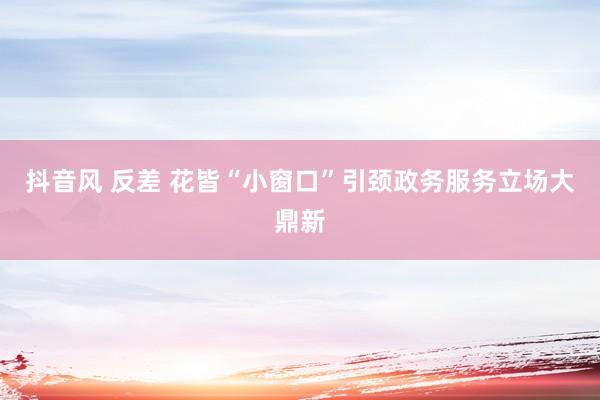抖音风 反差 花皆“小窗口”引颈政务服务立场大鼎新