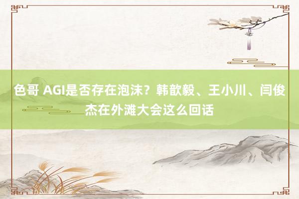 色哥 AGI是否存在泡沫？韩歆毅、王小川、闫俊杰在外滩大会这么回话
