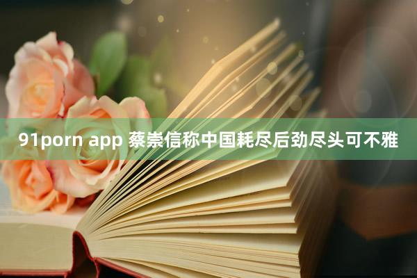 91porn app 蔡崇信称中国耗尽后劲尽头可不雅